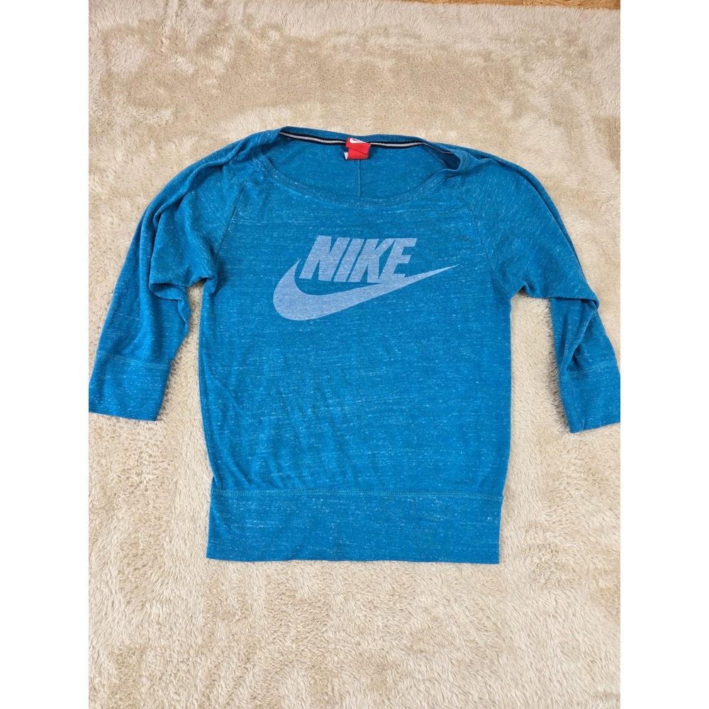 Nike Dri Fit Blue Heathered T Shirt Womens XS 34 Sleeve Athletic‎ Top